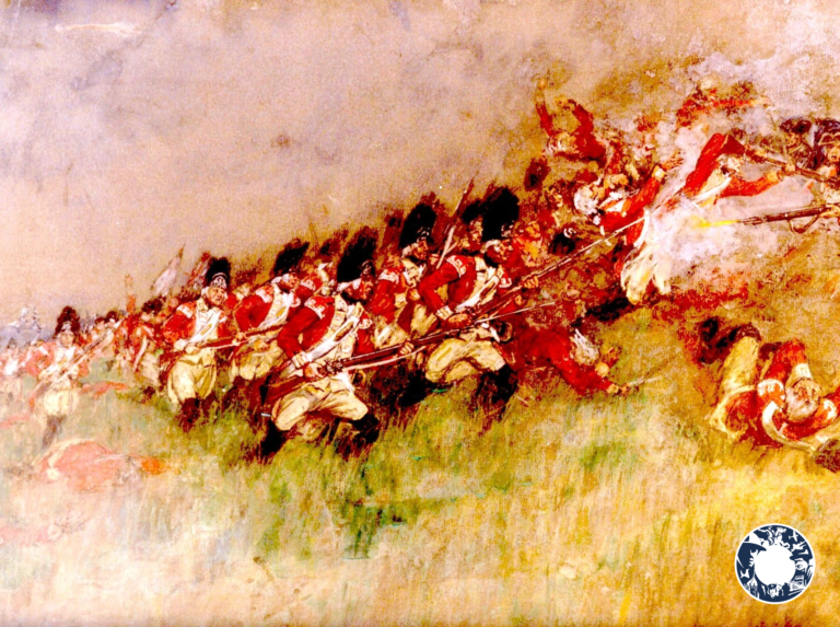 The 52nd Grenadier Company of the 52nd Regiment making a final assault at the Battle of Bunker Hill