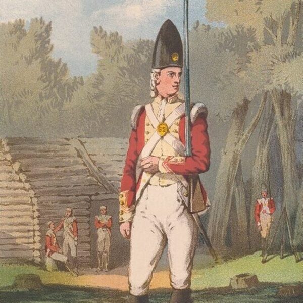 Illustration of a 52nd infantryman in a uniform of they type worn in 1776