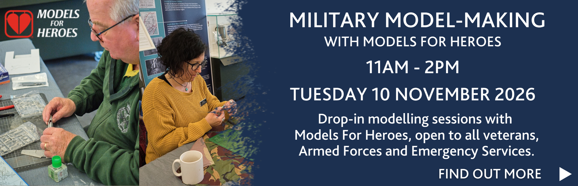 Veterans Military modelling hobby session 11am - 2pm, Tues 10 November 2026