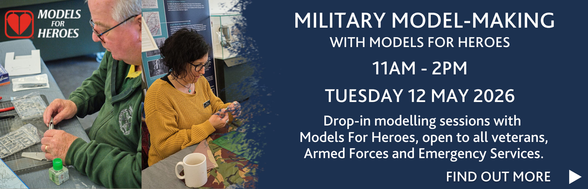 Veterans Military modelling hobby session 11am - 2pm, Tues 12 May 2026