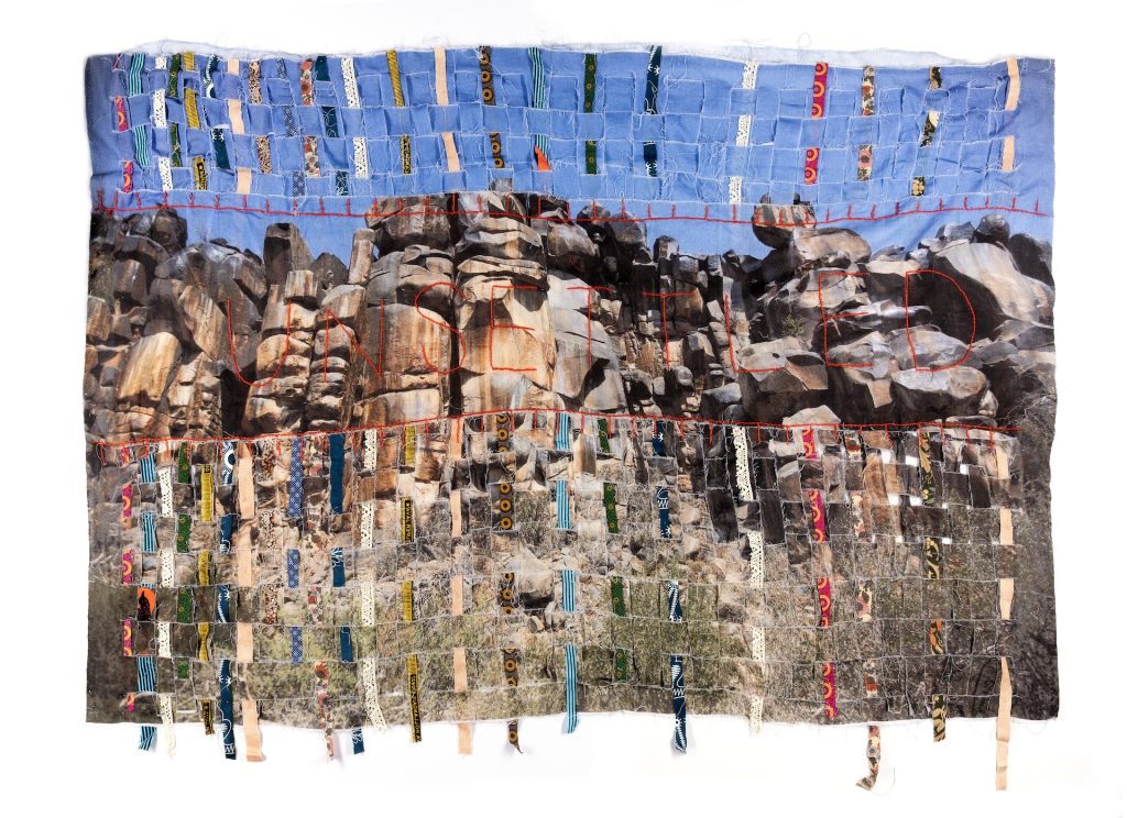 Unsettled, Pippa Hetherington. Digitally printed cotton and embroidery.