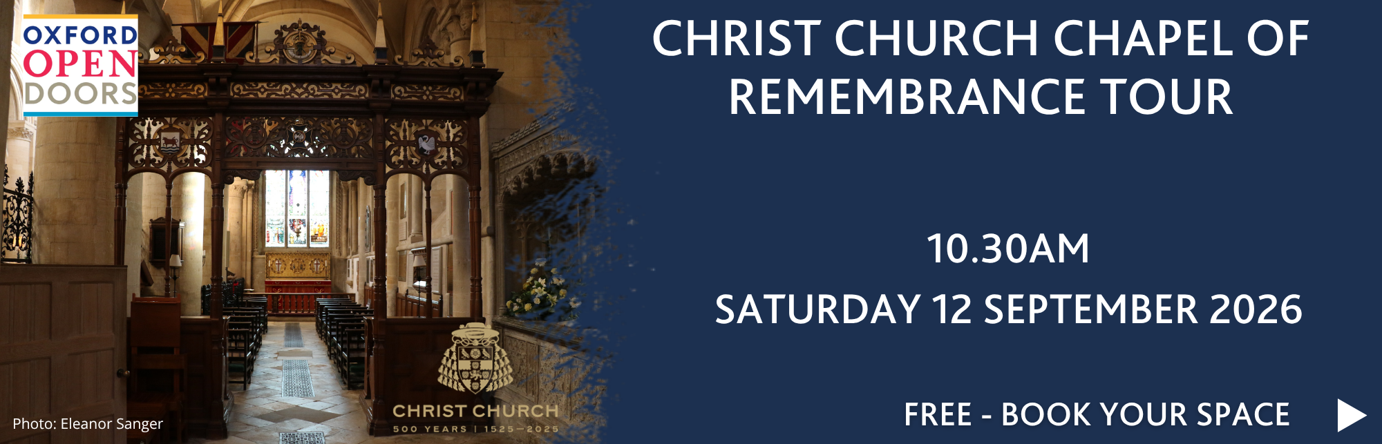 Oxford Open Doors - Book the free tour of Christ Church Regimental Chapel (10.30am, Saturday 12 September 2026)