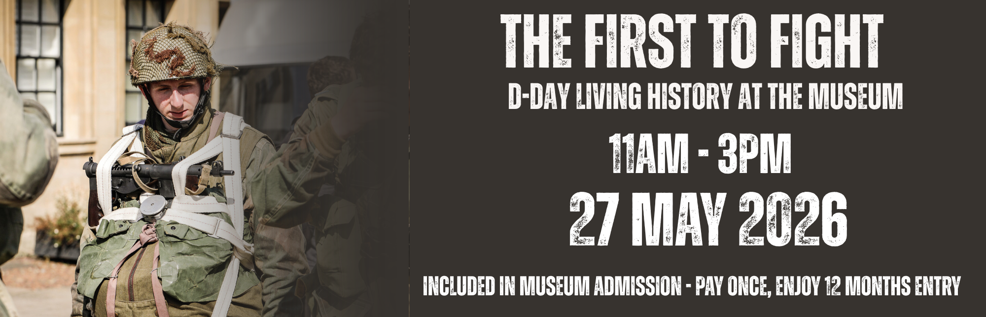 Visit us on 27 May 2026 for Second World War living history displays in our galleries. Included with regular admissions.