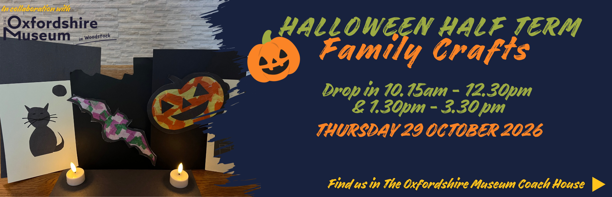 Halloween Family Crafts in The Coach House, drop in 10.15 - 12.30 and 13.30 - 15.30 29 October 2026 (Free, donation welcome)
